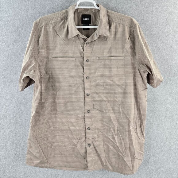 5.11 Tactical Shirt Mens 2XL XXL Beige Tan Ellis Snap Button Lightweight Pockets - Picture 1 of 14